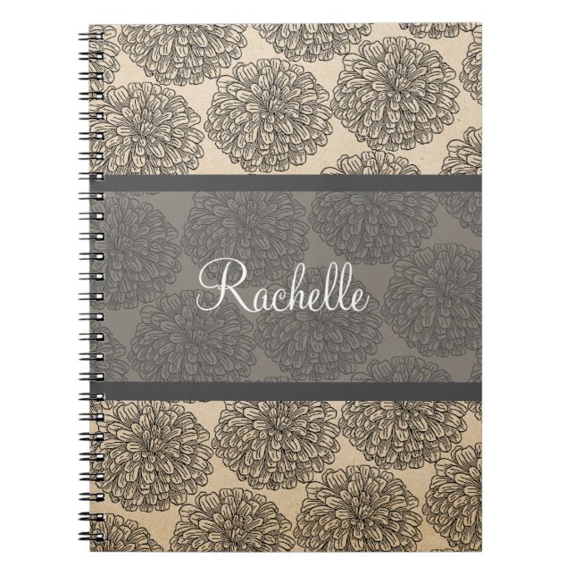 Cuaderno Portátil zinnia gris vintage (Frente)
