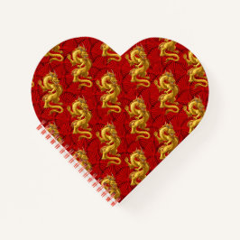 Cuaderno Portátiles con forma de corazón de dragón de oro c