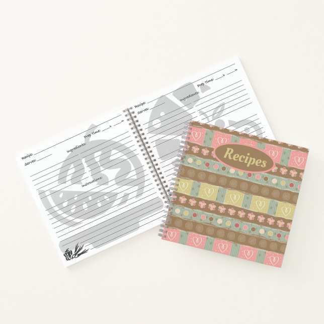 Cuaderno Portátiles de recetas de patrones de corazón (Interior)