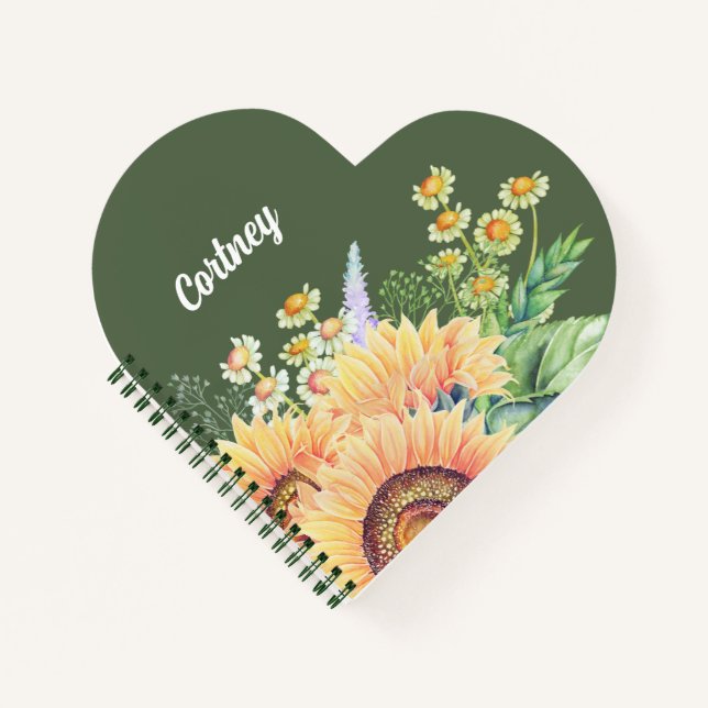 Cuaderno Portátiles de regalo de Personalizado de girasoles (Anverso)