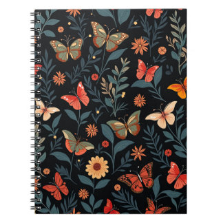 Cuaderno Portátiles espirales de patrones de mariposa color