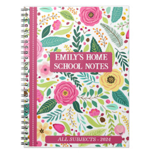 CUADERNO PORTÁTILES FLORALES DE HOMESCHOOL
