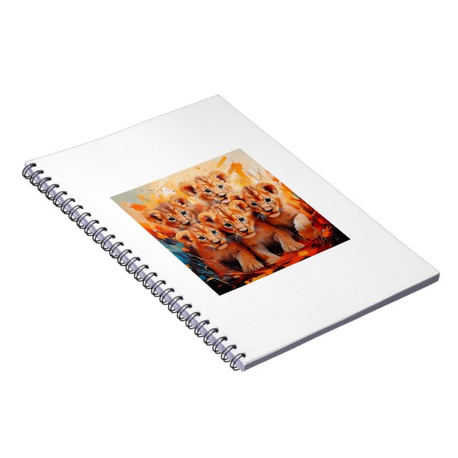 Cuaderno Portátiles - Pintura de cinco tazas de león (Lado Derecho)