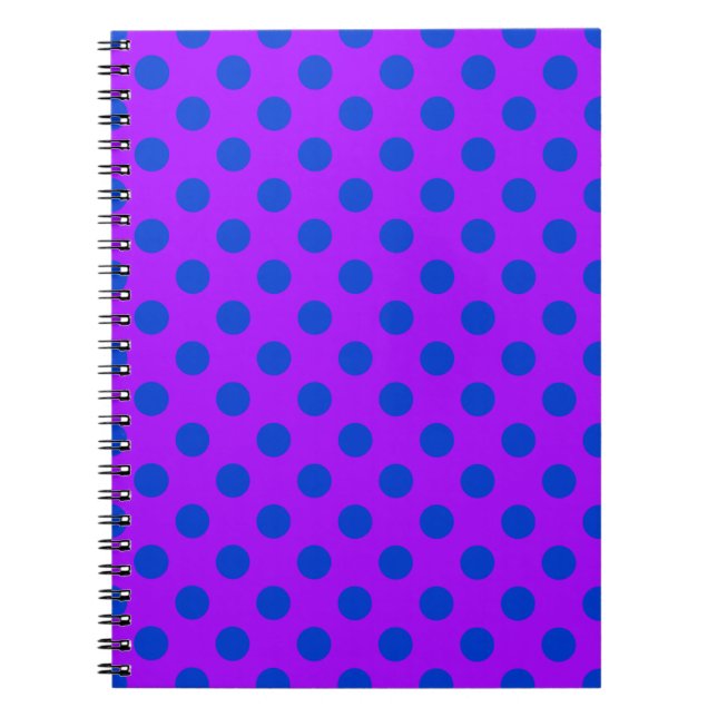 Cuaderno Pos de polka azul sobre morado (Frente)
