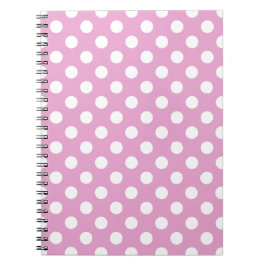 Cuaderno Pos de polka blanca en rosa pálido