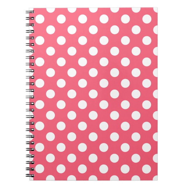 Cuaderno Pos de polka blanca sobre el coral (Frente)
