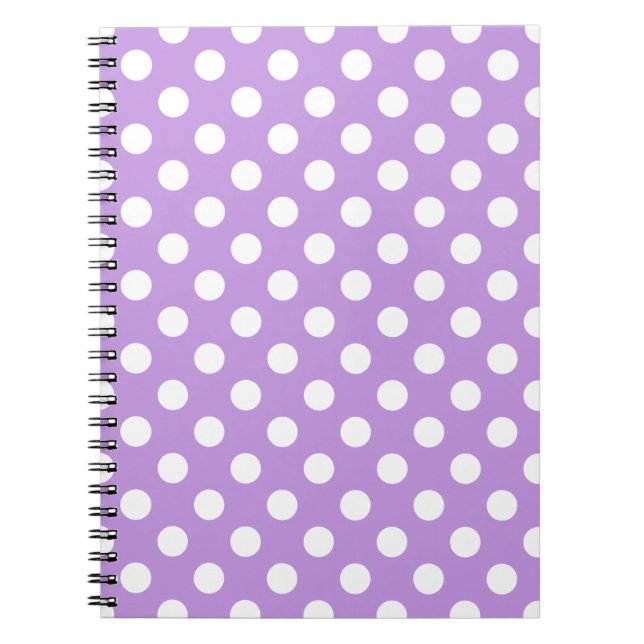 Cuaderno Pos de polka blanca sobre lila (Frente)