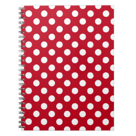 Cuaderno Pos de polka blanca sobre rojo