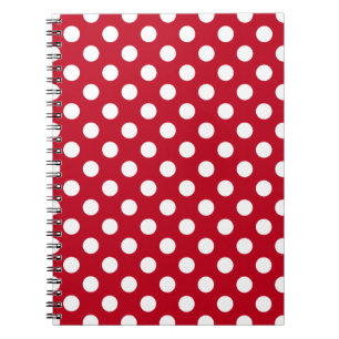 Cuaderno Pos de polka blanca sobre rojo