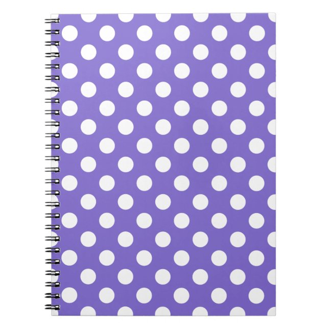 Cuaderno Pos de polka blanco en periwinkle (Frente)