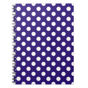 Cuaderno Pos de polka blanco sobre azul oscuro
