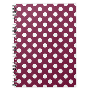 Cuaderno Pos de polka blanco sobre burdeos