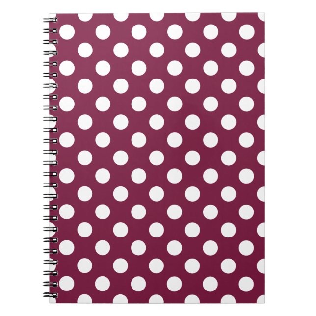 Cuaderno Pos de polka blanco sobre burdeos (Frente)