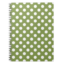 Cuaderno Pos de polka blanco sobre el verde oliva
