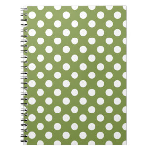 Cuaderno Pos de polka blanco sobre el verde oliva
