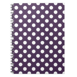 Cuaderno Pos de polka blanco sobre púrpura de ciruela