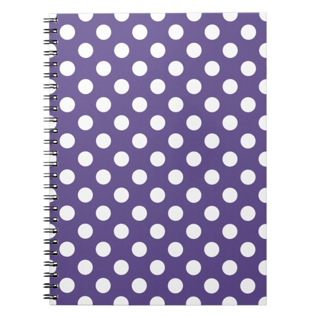 Cuaderno Pos de polka blanco sobre ultravioleta (Frente)