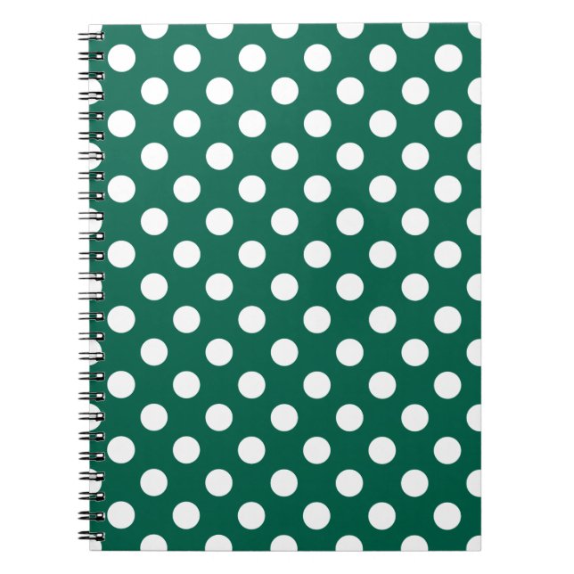 Cuaderno Pos de polka blanco sobre verde sabio (Frente)