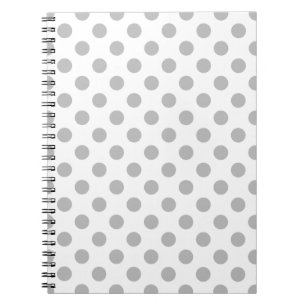 Cuaderno Pos de polka gris sobre blanco