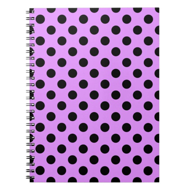 Cuaderno Pos de polka negra en lila (Frente)
