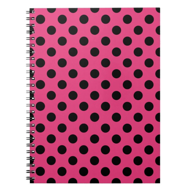 Cuaderno Pos de polka negro en fucsia (Frente)