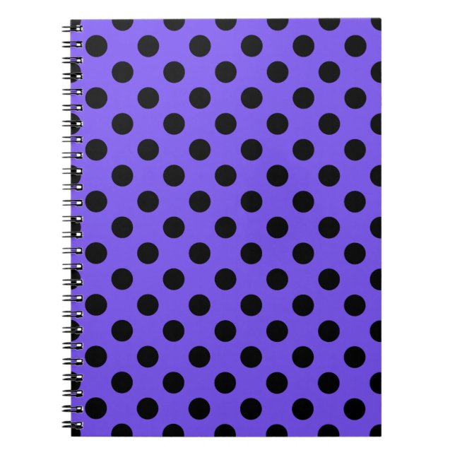 Cuaderno Pos de polka negro en periwinkle (Frente)