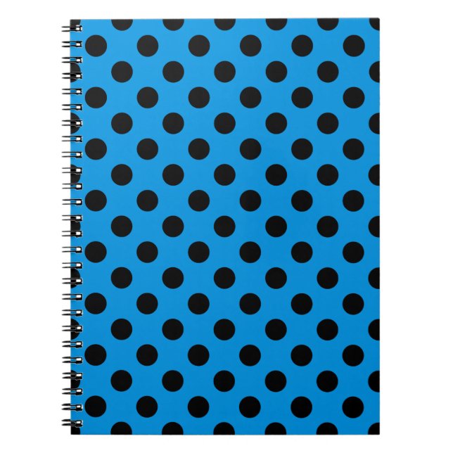 Cuaderno Pos de polka negro sobre azul cielo (Frente)