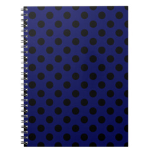 Cuaderno Pos de polka negro sobre azul marino