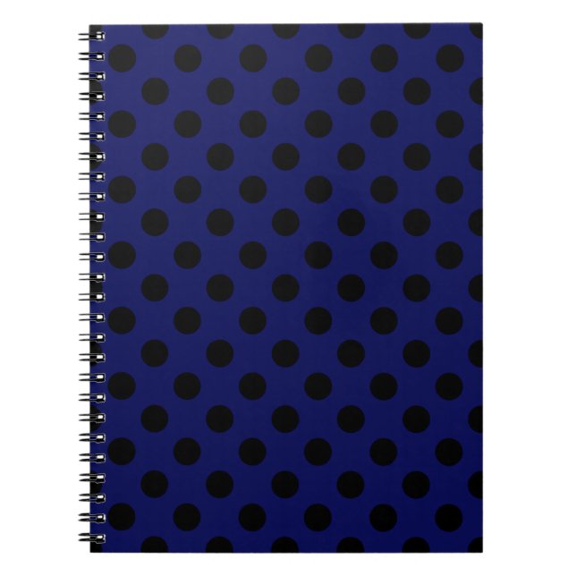 Cuaderno Pos de polka negro sobre azul marino (Frente)