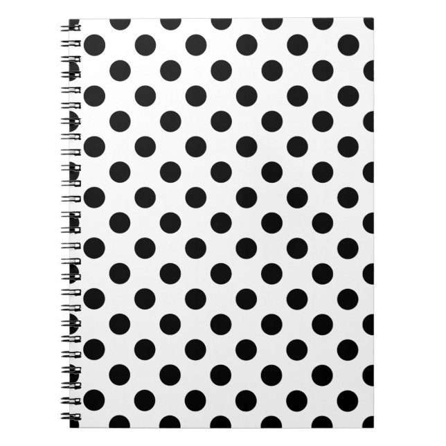 Cuaderno Pos de polka negro sobre blanco (Frente)