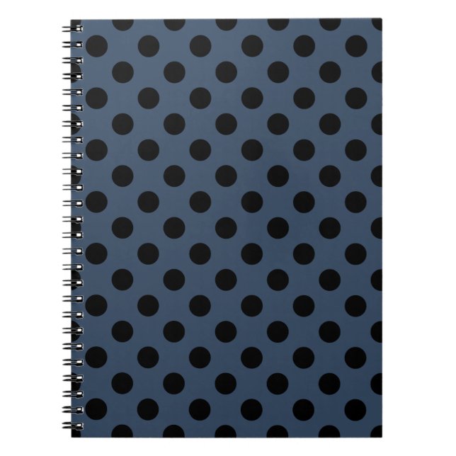 Cuaderno Pos de polka negro sobre gris-azul (Frente)