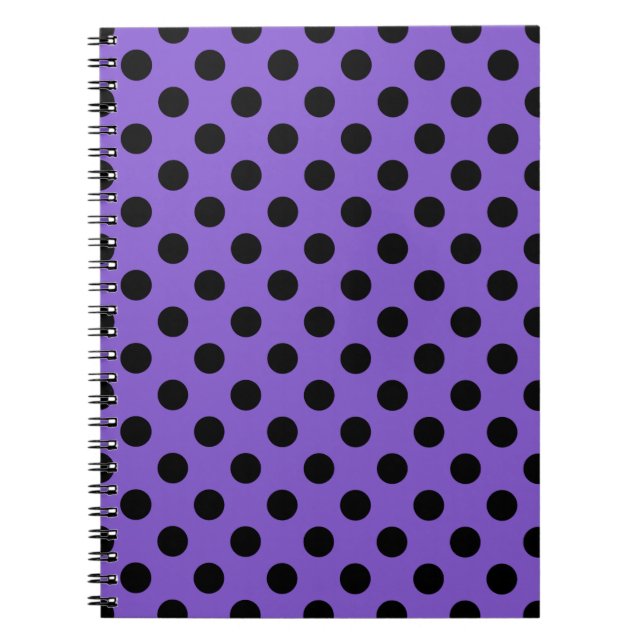 Cuaderno Pos de polka negro sobre lavanda (Frente)