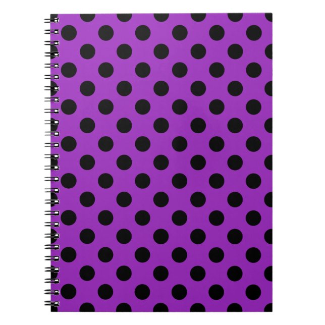 Cuaderno Pos de polka negro sobre morado (Frente)
