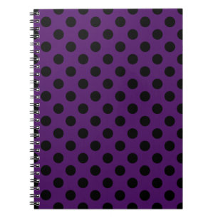 Cuaderno Pos de polka negro sobre púrpura de ciruela