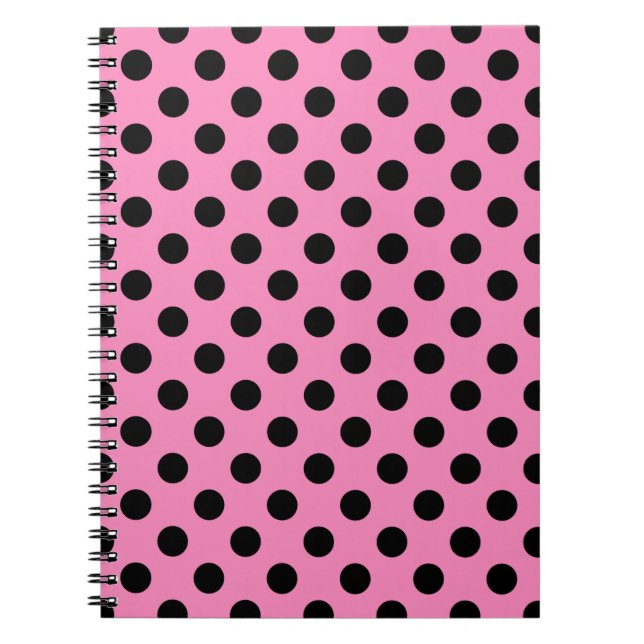 Cuaderno Pos de polka negro sobre rosa (Frente)