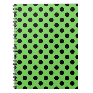 Cuaderno Pos de polka negro sobre verde lima