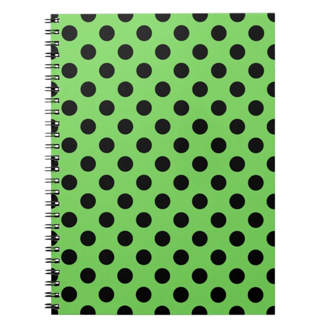 Cuaderno Pos de polka negro sobre verde lima (Frente)