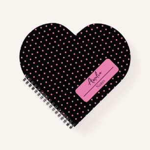 Cuaderno Pos de polka negros y rosas