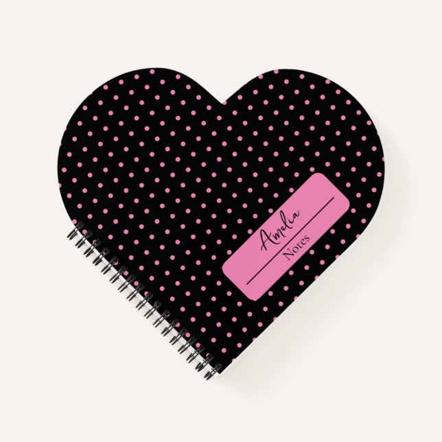 Cuaderno Pos de polka negros y rosas (Anverso)