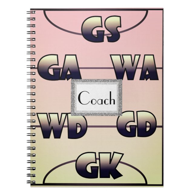 Cuaderno Posiciones del jugador del Netball personalizadas (Frente)