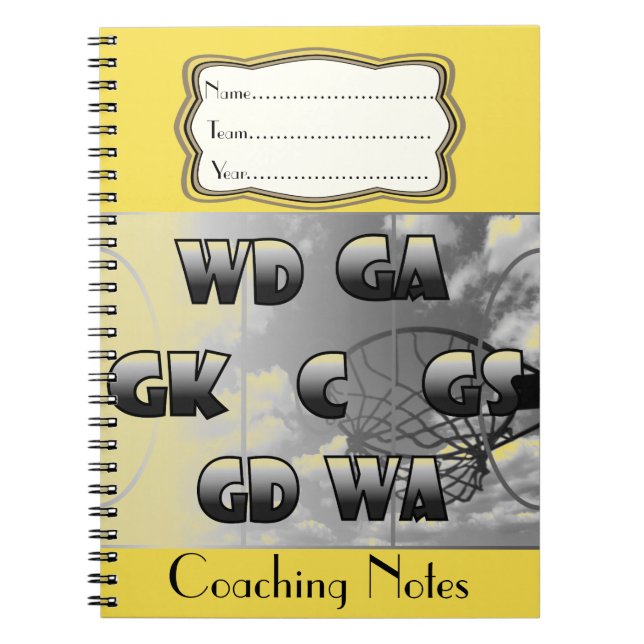 Cuaderno Posiciones del Netball que entrenan las notas (Frente)