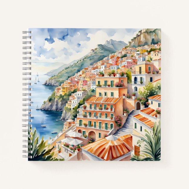 Cuaderno Positano: Acuarela Encanta la Costa Amalfitana de  (Anverso)