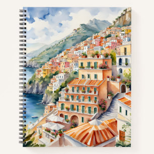 Cuaderno Positano: Acuarela Encanta la Costa Amalfitana de