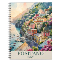 Positano Italia Costa de Amalfi Paisaje Acuarela