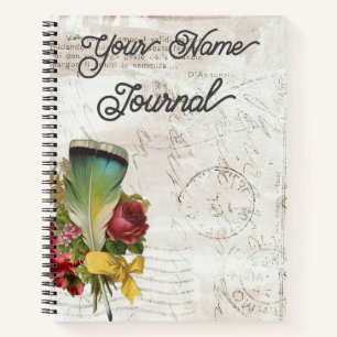 Cuaderno Postal de ramo de Feather de época