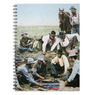 Cuaderno Postal que representa a los vaqueros que juegan