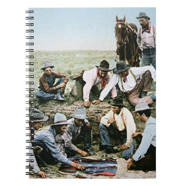 Cuaderno Postal que representa a los vaqueros que juegan (Frente)
