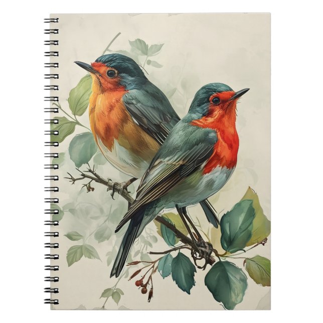 Cuaderno Postales de Robin de Ropa Roja Vintage (Frente)