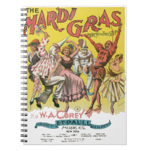 Cuaderno Póster Antiguo de Mardi Gras Amarillo