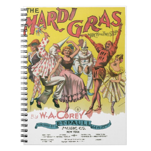 Cuaderno Póster Antiguo de Mardi Gras Amarillo (Frente)